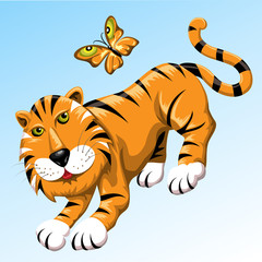 Tiger and butterfly
