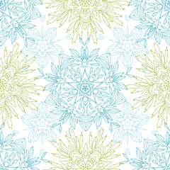 Vector abstract floral mandalas seamless pattern background with
