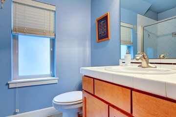 Cozy light blue bathroom