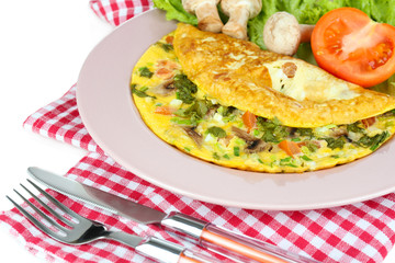 Omelet with mushrooms closeup