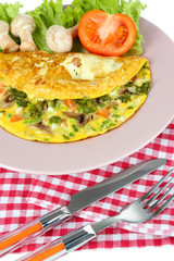 Omelet with mushrooms closeup