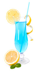 Glass of cocktail isolated on white