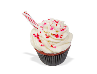 Valentine cupcake isolated on white