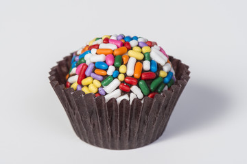 Gourmet truffle candy with colorful sprinkes