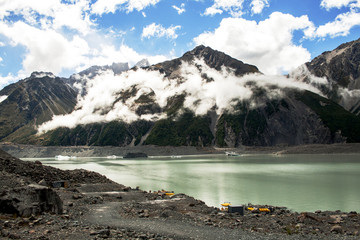 Tasman glacier lake view in New Zealand