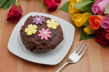 Schokoladentörtchen mit Rosen