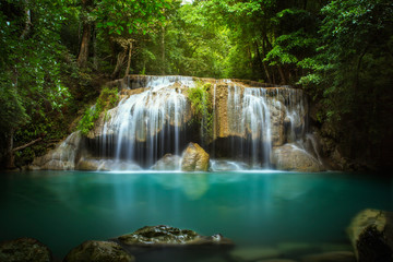 Wall Murals Beauty In Nature Amazing Erawan Waterfall In Tropical Images, Photos, Reviews