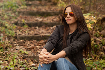 Young sensual fashion girl portrait - outdoors. Closeup