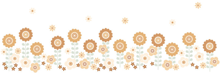 北欧風花柄横長パターン（ベージュ）
