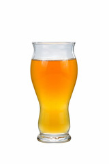 Fresh Beer in Tall Curved Shaped Glass