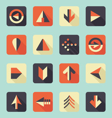 Vector Set: Flat Arrow Icons With Shadows