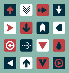 Vector Set: Flat Arrow Icons Retro Style