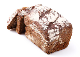 Rye bread on a white