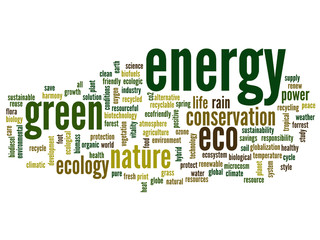 Conceptual energy or ecology word cloud
