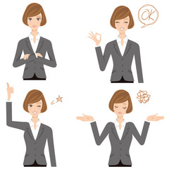 ビジネスウーマン　表情　色々なポーズ