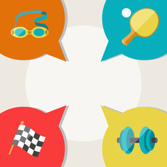 Sports abstract background with speech bubbles.