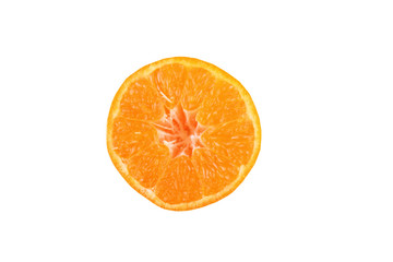 peeled orange on the white background