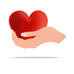 hand holding a heart icon, isolated vector symbol