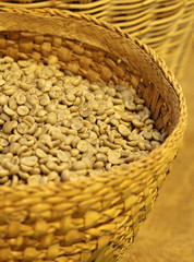 coffee bean in basket before roast