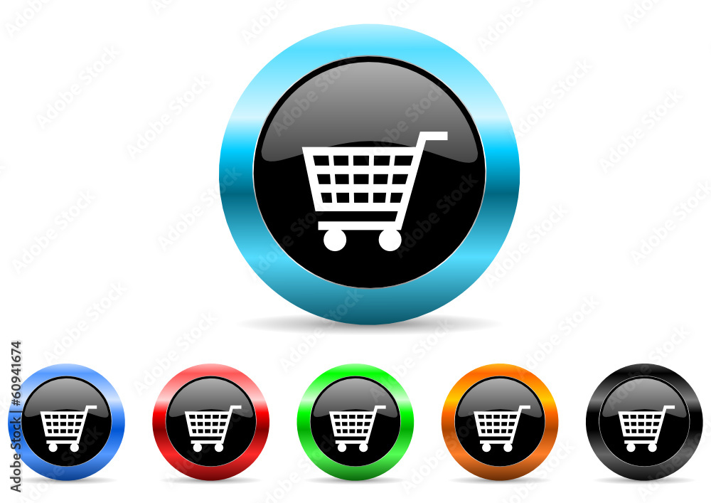 Poster cart icon vector set