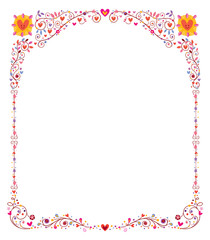 floral frame with hearts