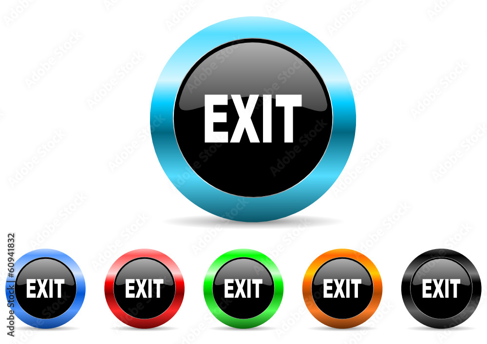 Poster exit icon vector set
