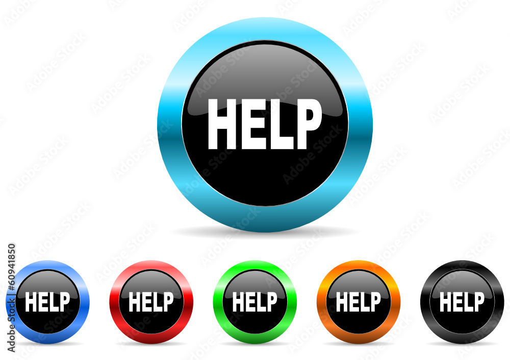 Poster help icon vector set