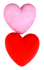 Two decorative hearts, isolated on white