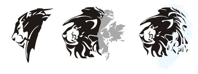 Fototapeta premium Tribal lion head symbols - three options