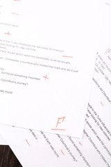 Obraz premium Grade written on an exam paper, close-up