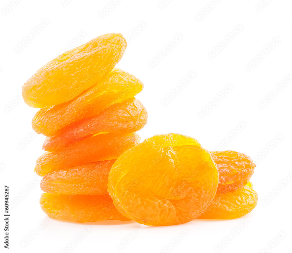 Wall mural Dried apricots isolated on white background