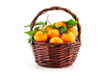 organic ripe mandarins (tangerines) in basket