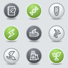 Ecology web icons set 5, circle buttons