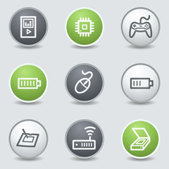 Electronics web icons set 2, circle buttons