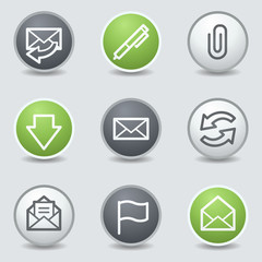 E-mail web icons, circle buttons