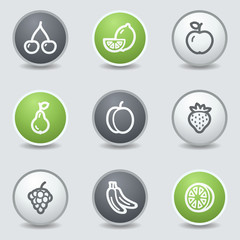 Fruits web icons, circle buttons