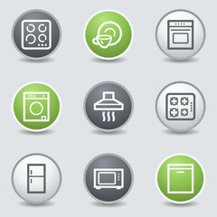 Home appliances web icons, circle buttons