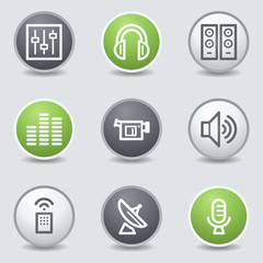 Media web icons, circle buttons