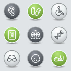 Medicine web icons set 2, circle buttons