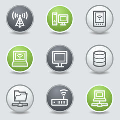 Network web icons, circle buttons