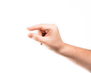 Asking human hand on white background