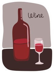 Still life with wine bottle and glass