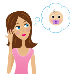 a young woman  dreams about baby