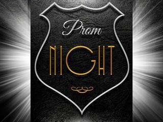 Prom night sign on black leather