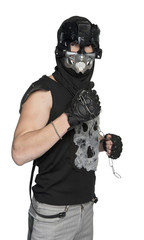 A young man in a suit "metalworker"