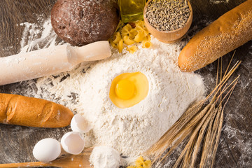 flour, eggs, wheat still-life