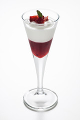 Cup of yogurt with strawberry jam
