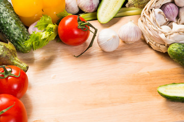 vegetables on the kitchen board