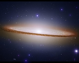 Sombrero galaxy in deep space.