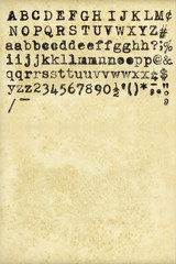 Alphabet from vintage typewriter and weathered paper